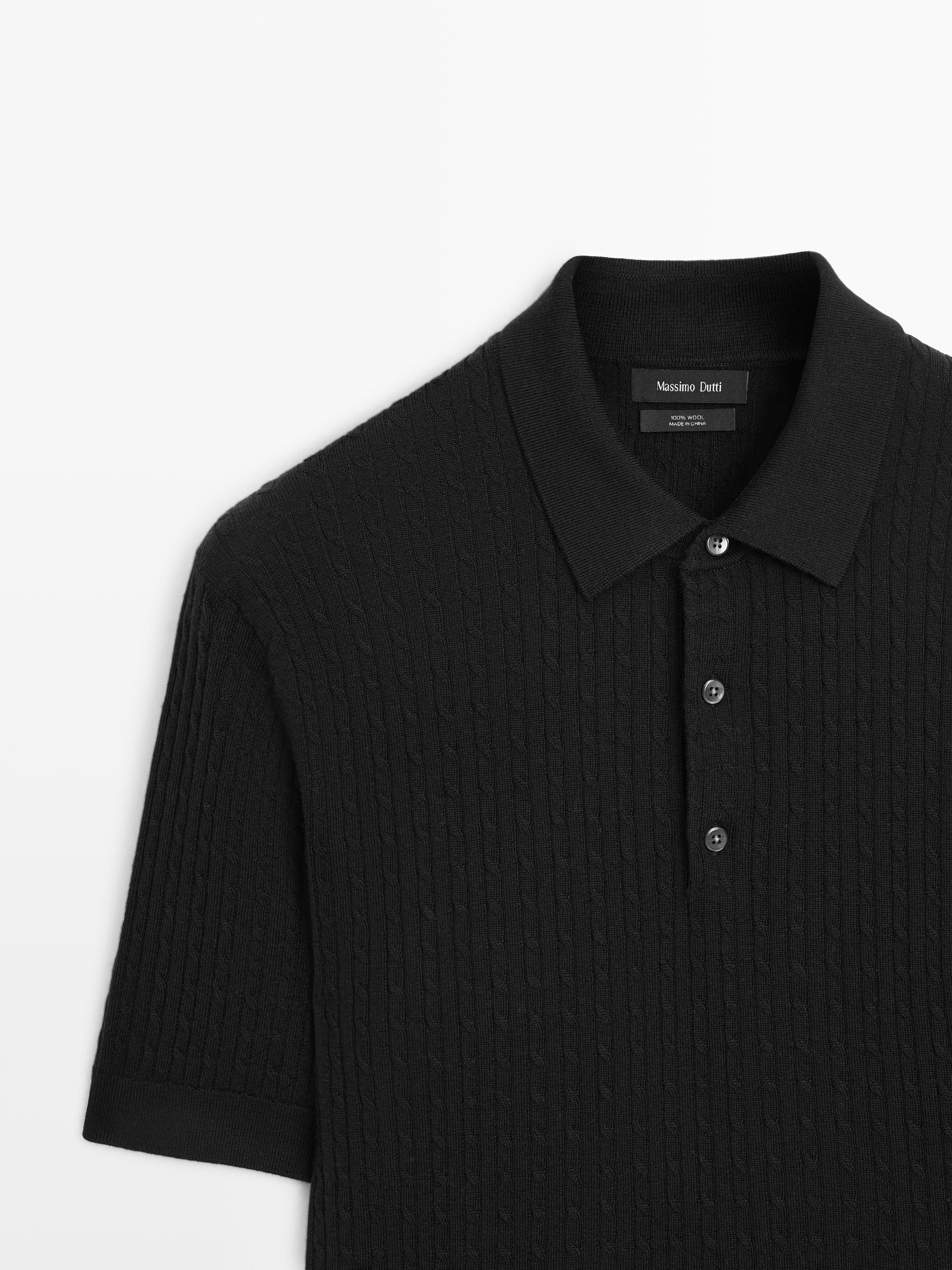 Merino wool knit polo sweater